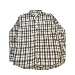 Horny Toad & Co Mens  XL Tan/Blue Plaid Slim Fit Flannel Shirt Vintage